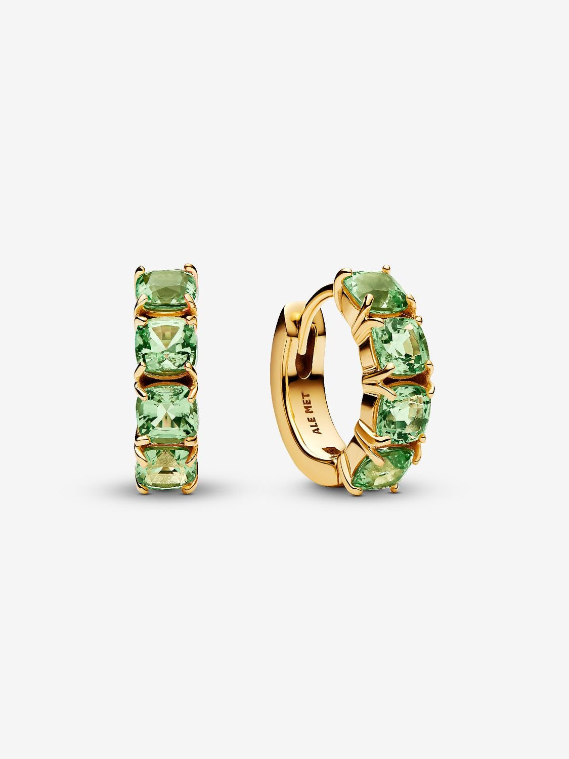 PANDORA Green Hoop Earrings 14k gold plating 263851C01