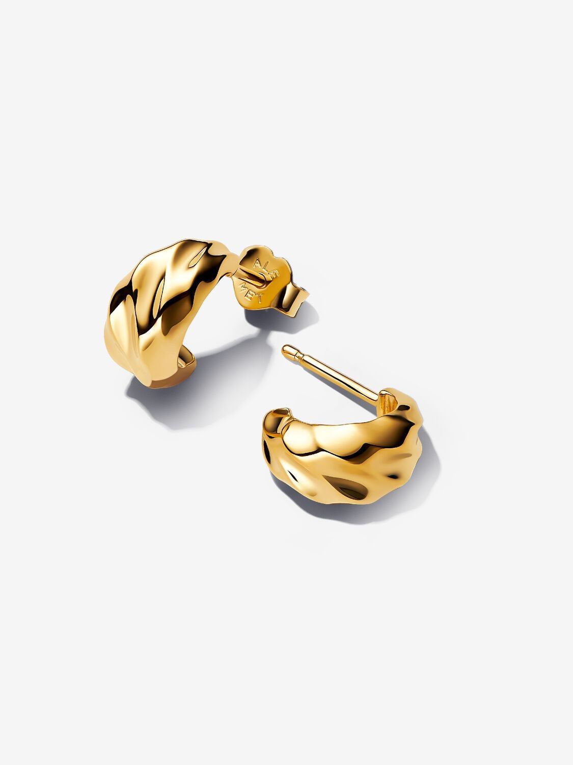 PANDORA Gold Plated Rippled Hoop Earrings 263873C00