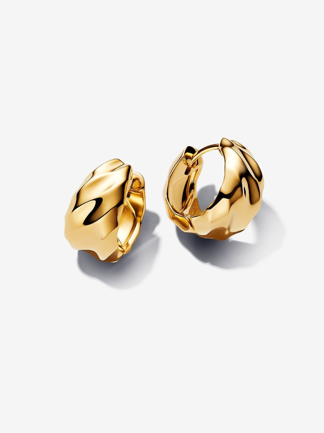 PANDORA Gold Plated Rippled Hoop Earrings 263874C00