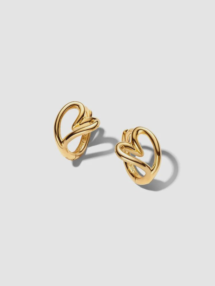PANDROA Organically Shaped Heart Small Hoop Earrings 14k gold plating 264359C00