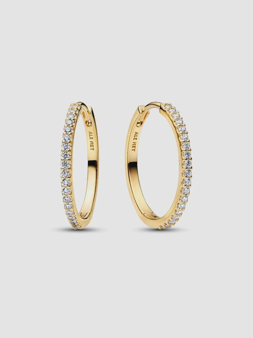 PANDORA Sparkling Hoop Earrings 14k gold plating 264652C01