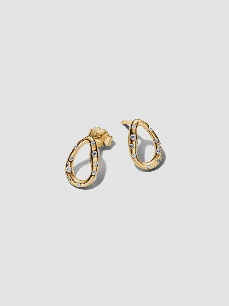 PANDORA Organically Shaped Stone-Set Oval Stud Earrings 264659C01