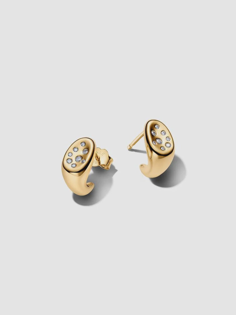PANDORA Organically Shaped Stone-Set Stud Earrings 14k gold plating 264661C01