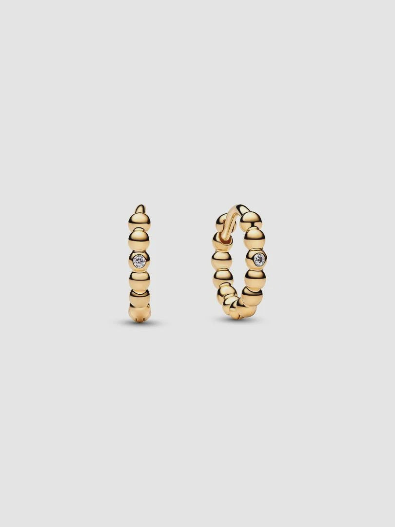 PANDORA Beaded Huggie Earrings 14k gold plating 264823C01