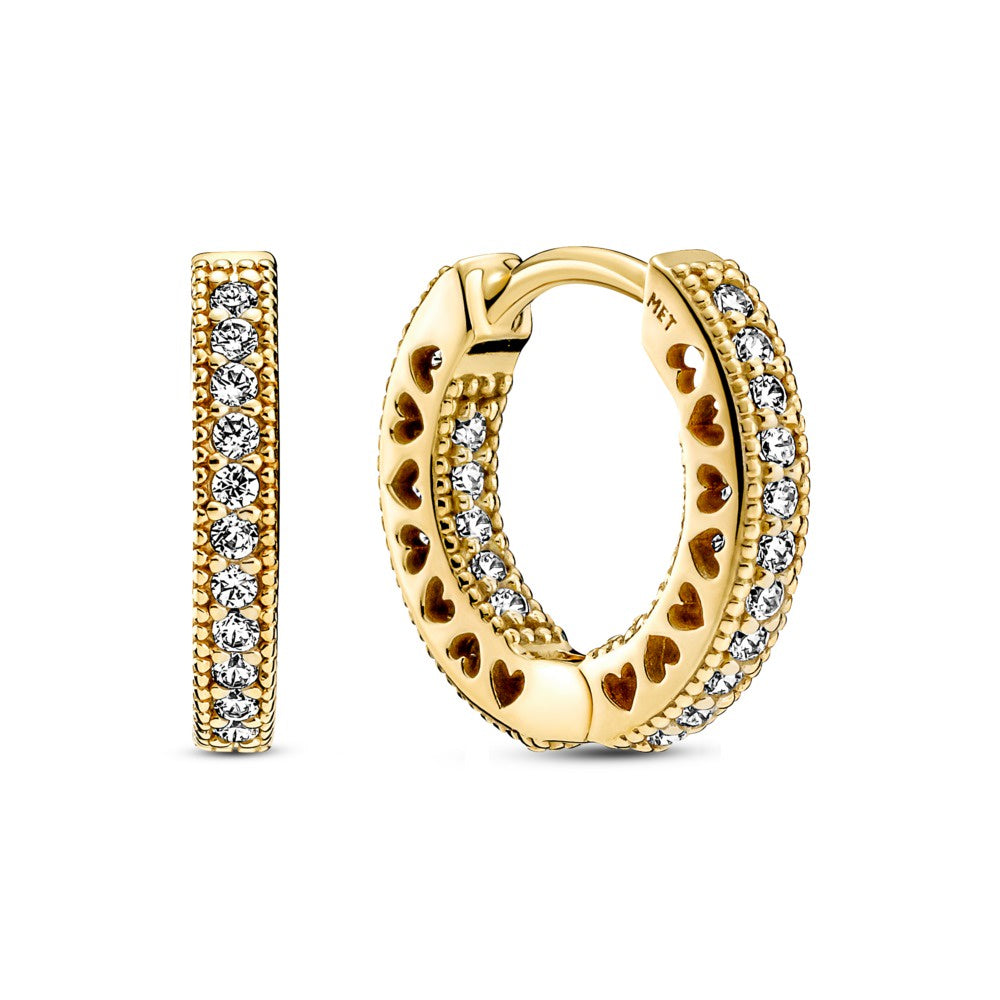 PANDORA Gold Plated CZ Hoop Earrings 266317C01