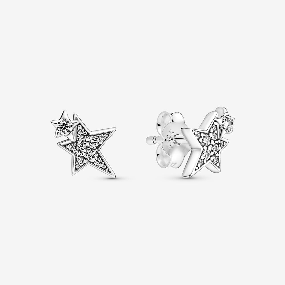PANDORA Sparkling Asymmetric Stars Stud Earrings 290012C01