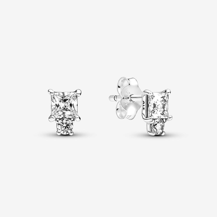PANDORA Silver CZ Stud Earrings 290036C01