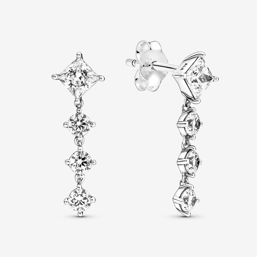 PANDORA Sparkling Round & Square Drop Earrings 290045C01