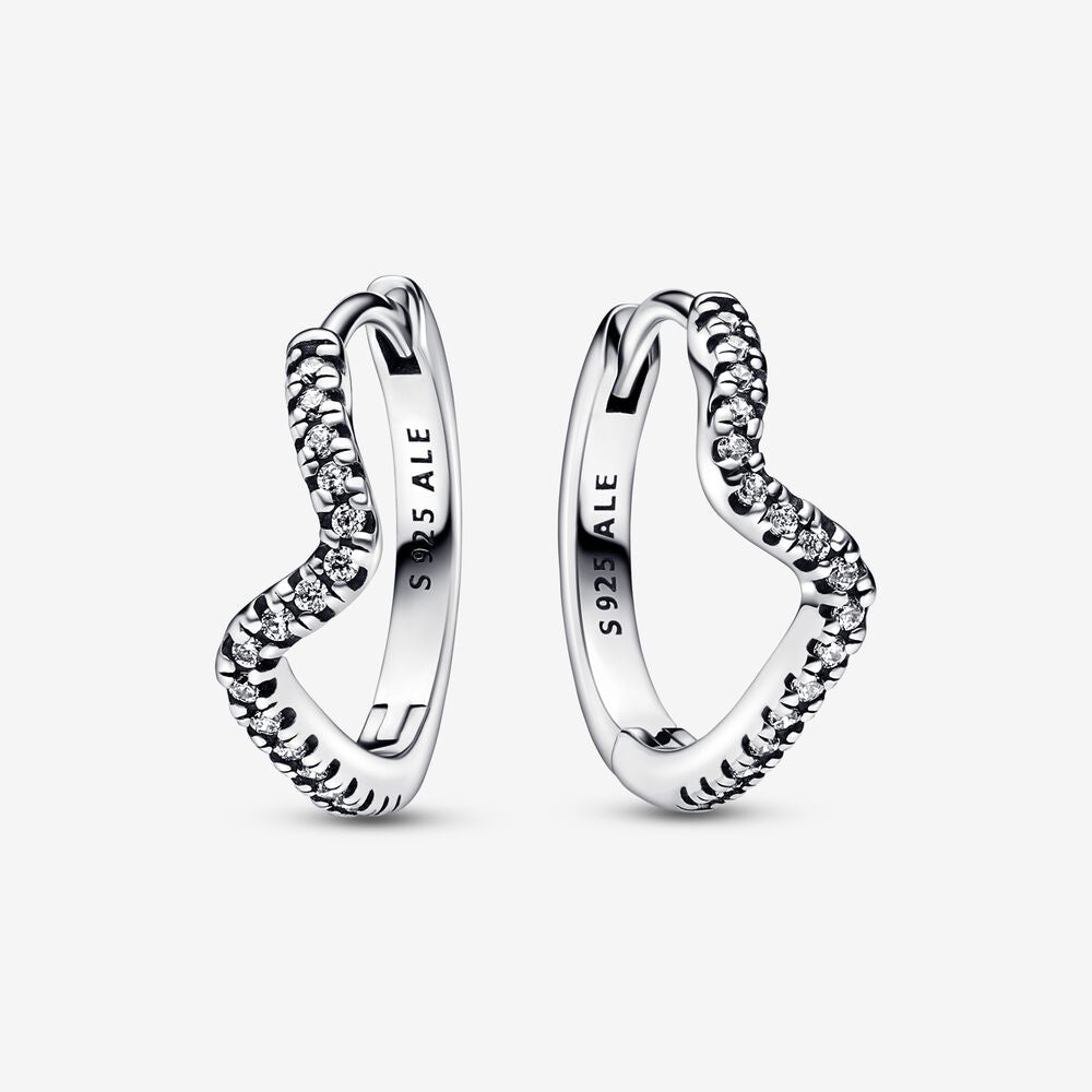 PANDORA Sparkling Wave Hoop Earrings 292545C01