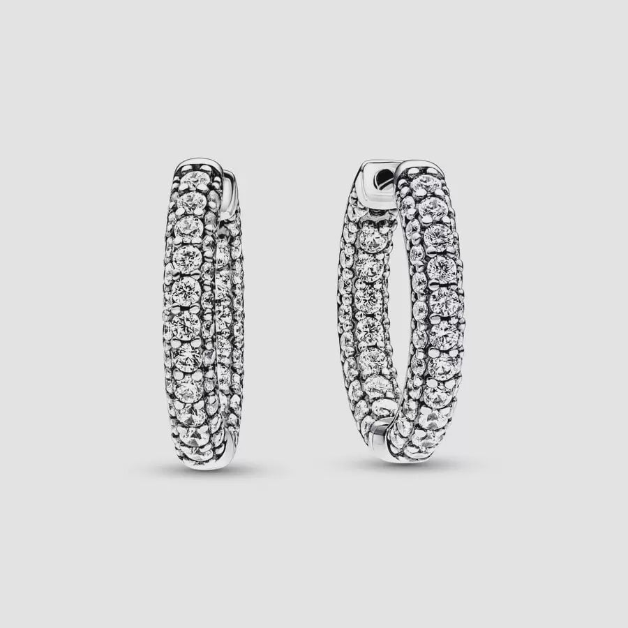PANDORA Timeless Pavé Single-row Hoop Earrings 292624C01