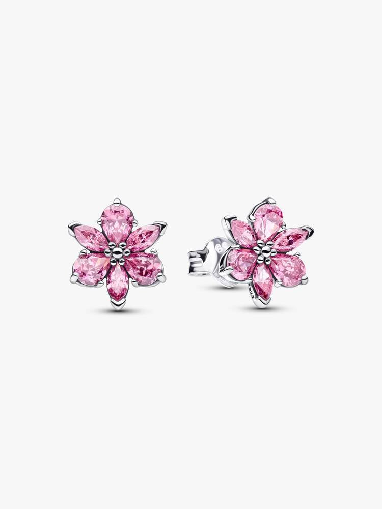 PANDORA Herbarium Sparkling Pink Flower Stud Earrings Sterling silver 292633C02