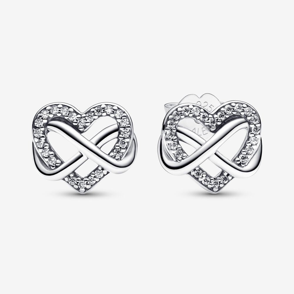 PANDORA Sparkling Infinity Heart Stud Earrings 292667C01