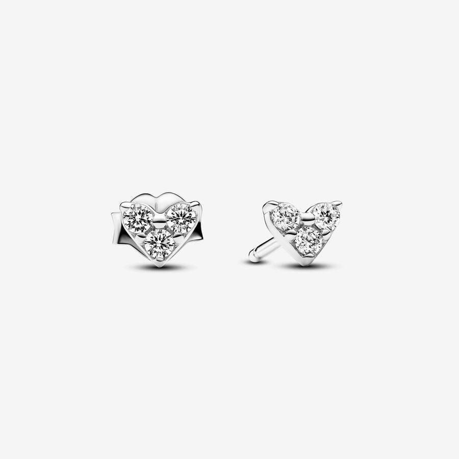 PANDORA Triple Stone Heart Stud Earrings 293003C01