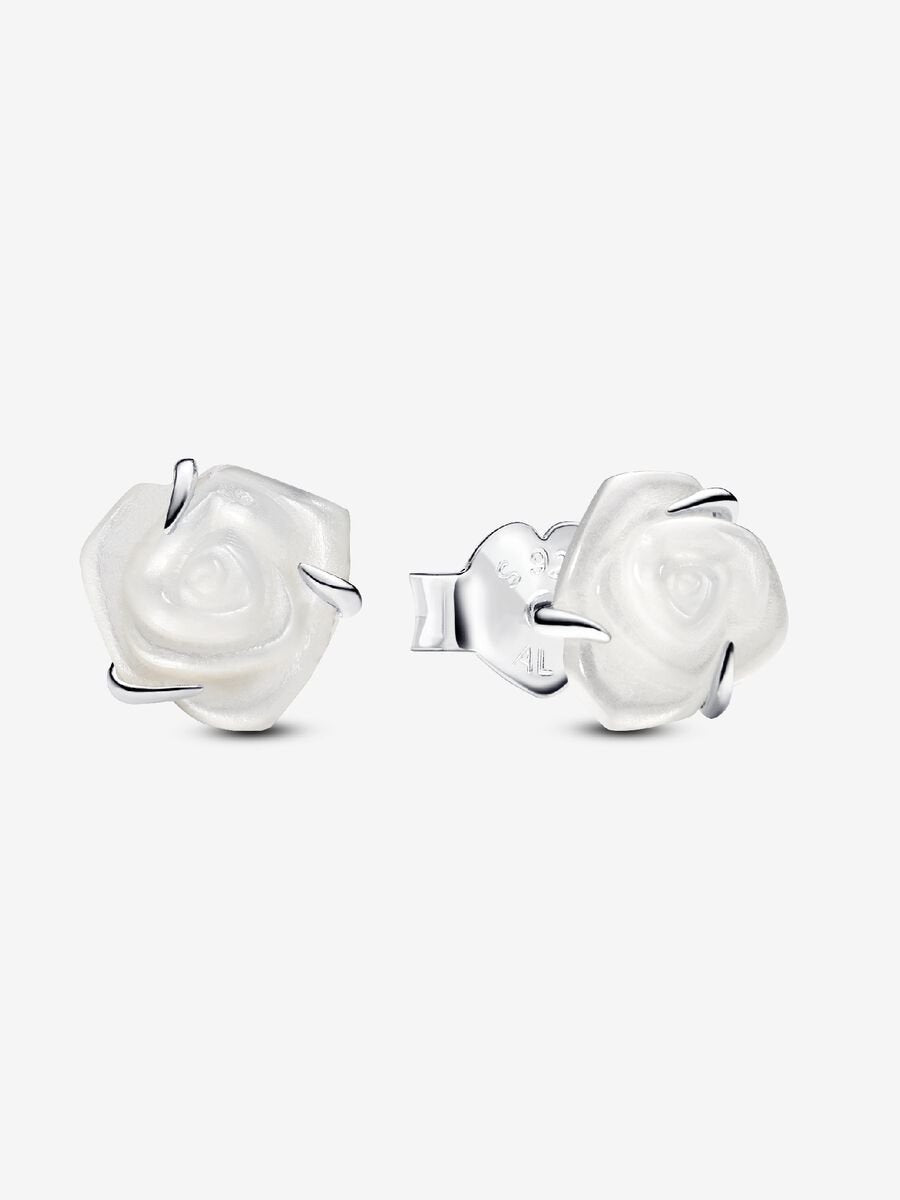 PANDORA White Rose in Bloom Stud Earrings 293209C01