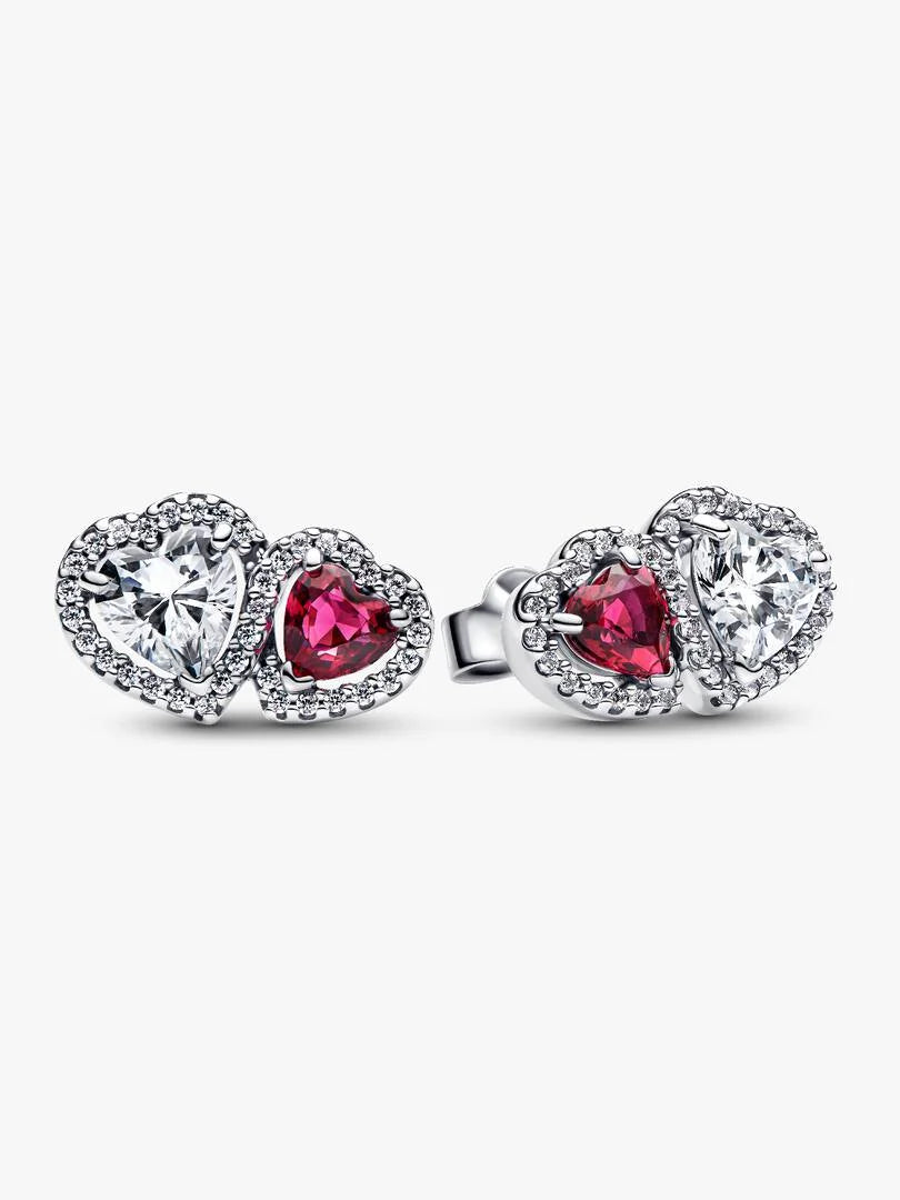 PANDORA Halo Hearts Stud Earrings 293633C01