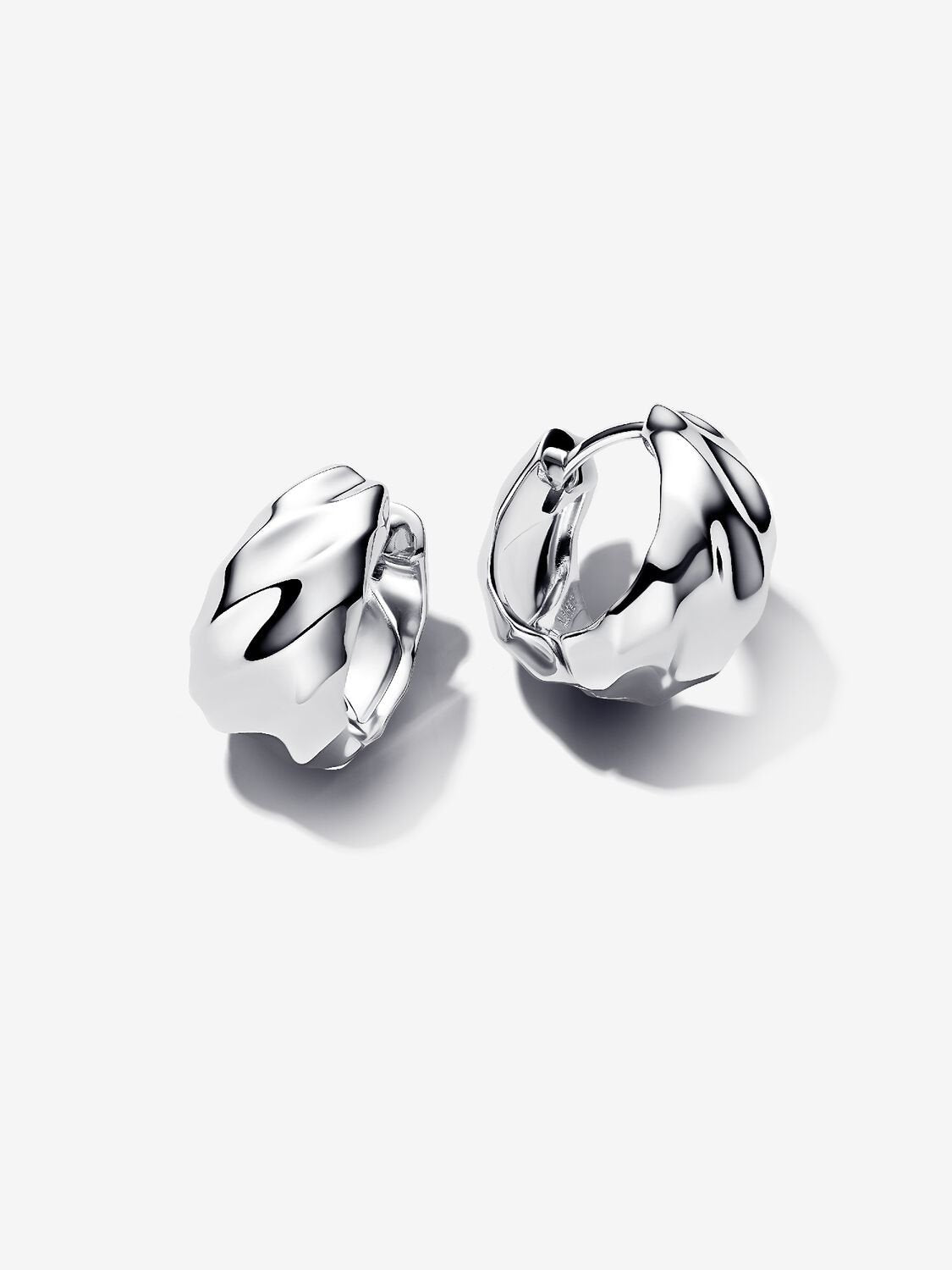 PANDORA Silver Rippled Hoop Earrings 293874C00
