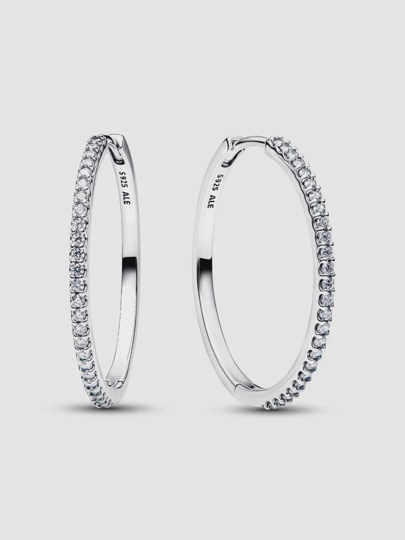 PANDORA Sparkling Hoop Earrings Sterling silver 294650C01