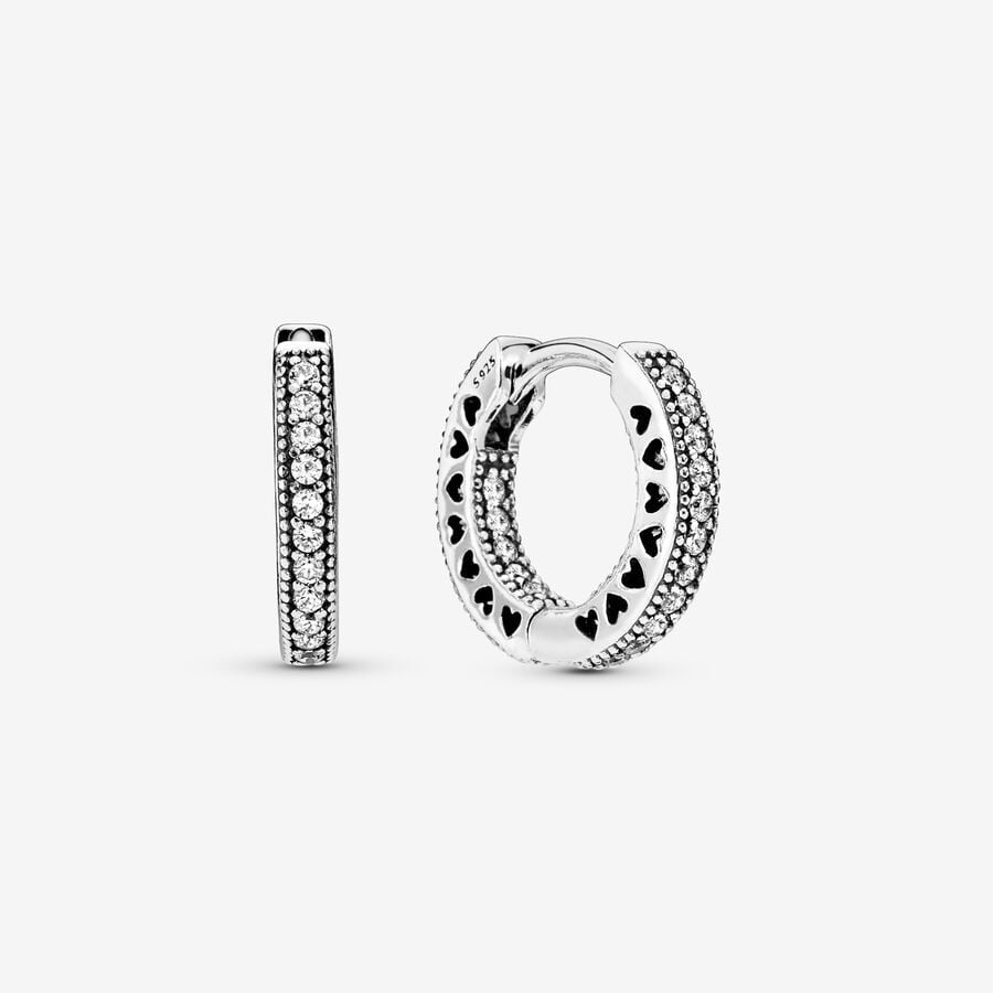 PANDORA Pavé Heart Hoop Earrings 296317CZ - 296317CZ