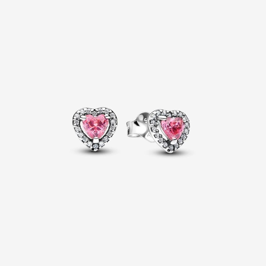 PANDORA Elevated Pink Heart Stud Earrings 298427C02