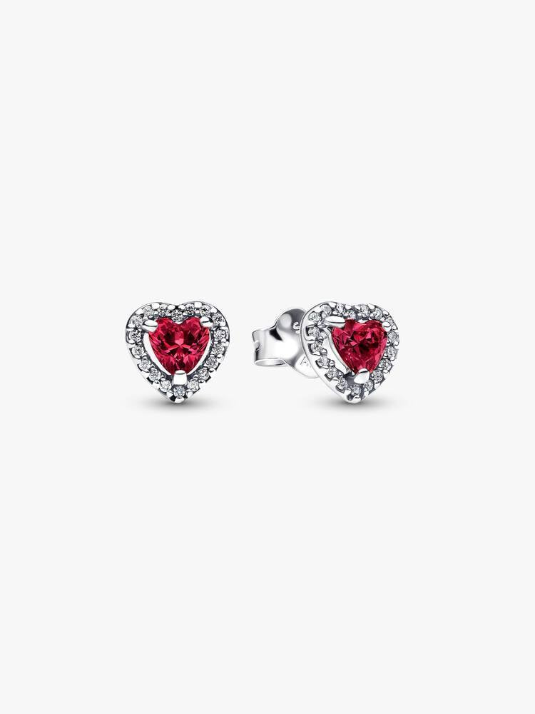 PANDORA Elevated Red Heart Stud Earrings Sterling silver 298427C04