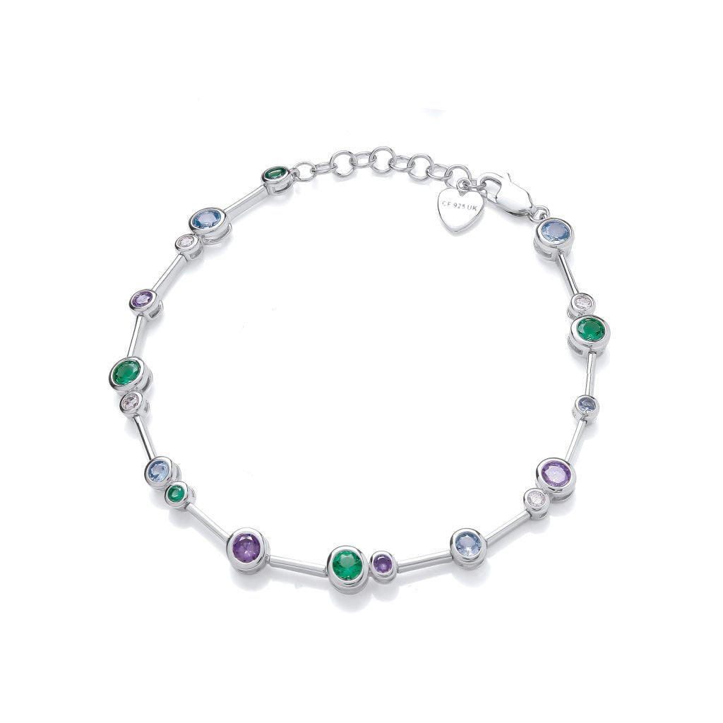 Silver CZ Rainbow Bubble Bracelet 2993RA