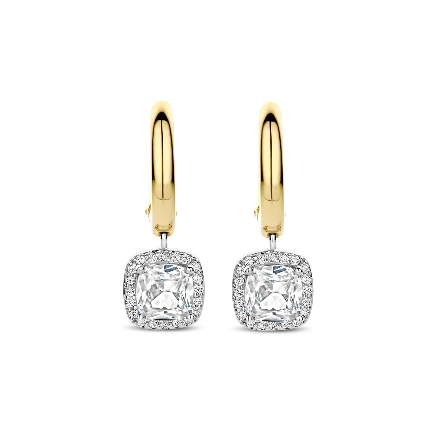 Ti Sento Hoop Earrings with CZ Halo Set Drop 78030ZY