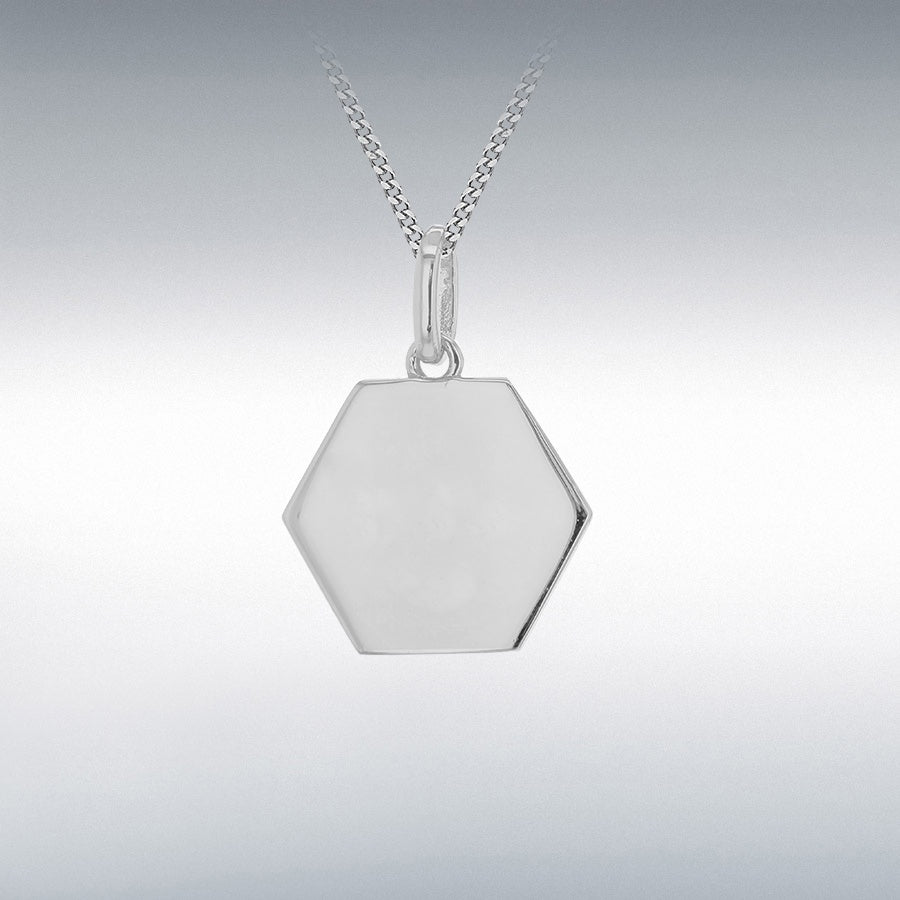 Silver Plain Polished Hexagonal Pendant