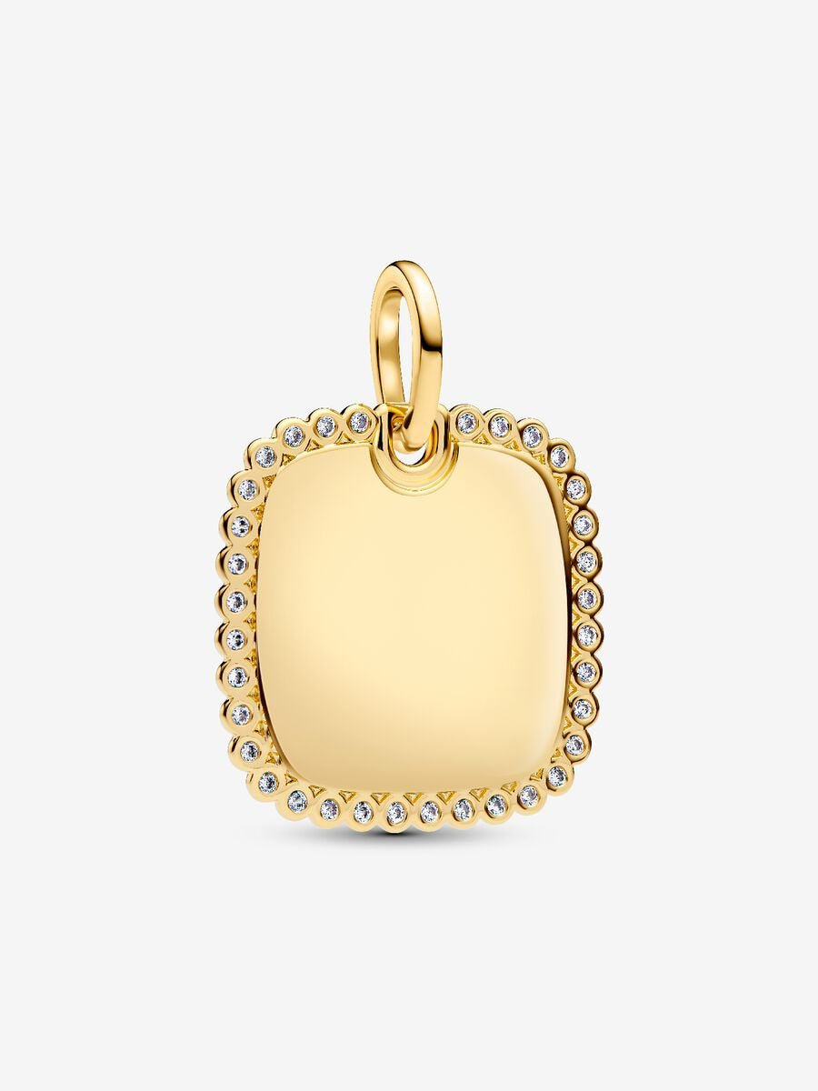 PANDORA Engravable Square Tag Pendant 14k gold plating 364009C01