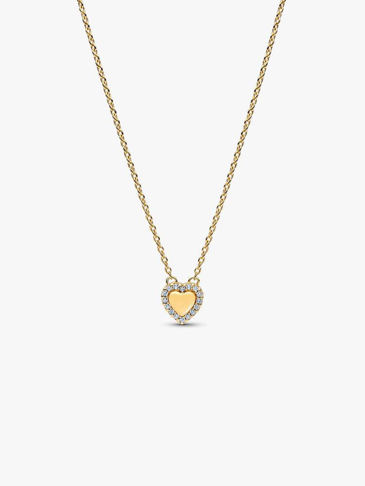 PANDORA Engravable Heart Halo Collier Necklace 14k gold plating 364364C01-45