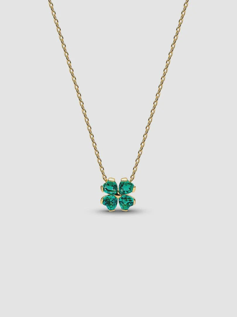 PANDORA Green Lucky Clover Pendant Necklace 14k gold plating 364502C01-45