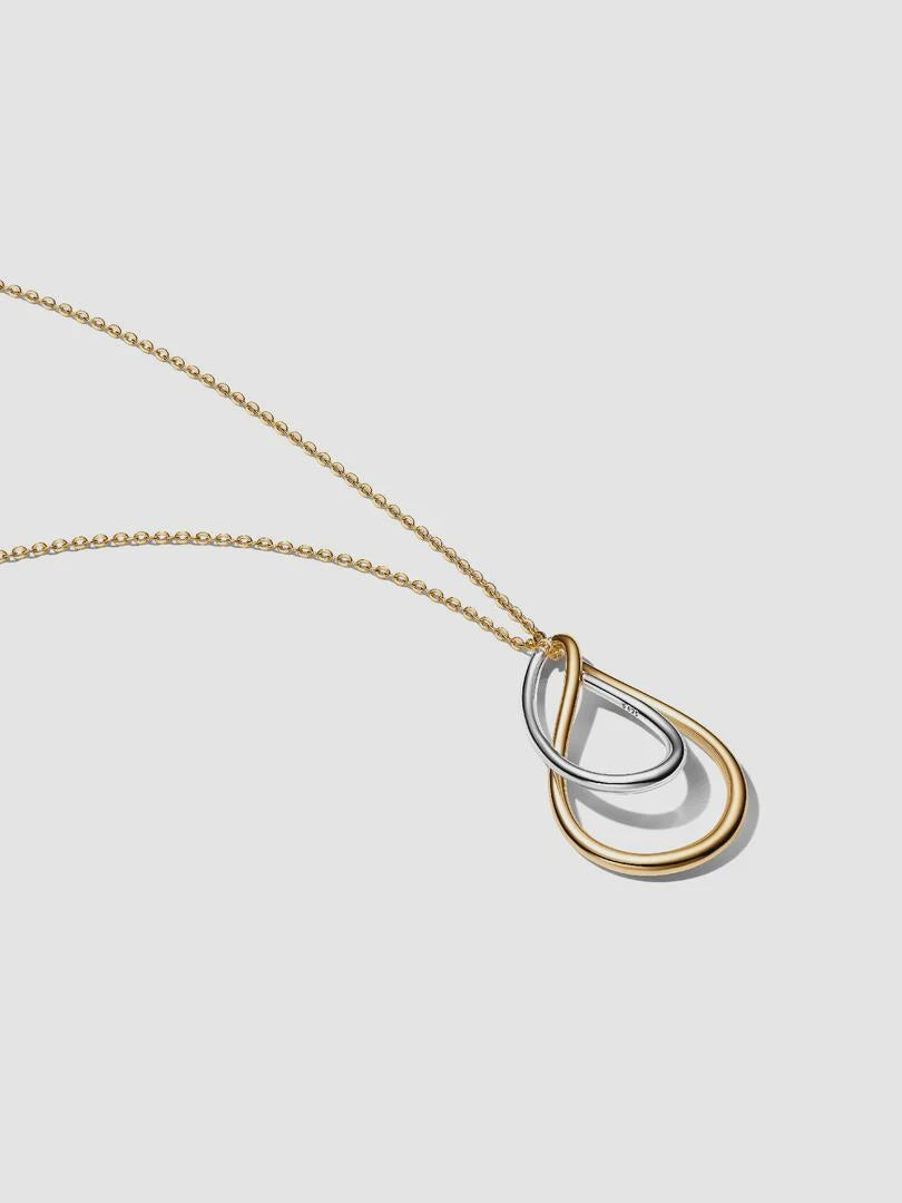 PANDORA Two-Tone Double Pendant Necklace Silver 14k Gold Plating 364668C00