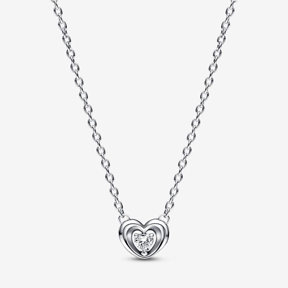 PANDORA Radiant Heart & Floating Stone Pendant Collier Necklace 392494C01-45