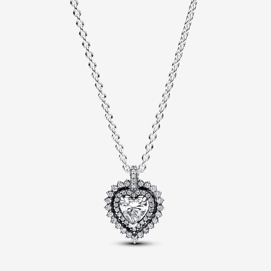 Pandora Sparkling Heart Halo Pendant Necklace 393099C01-45
