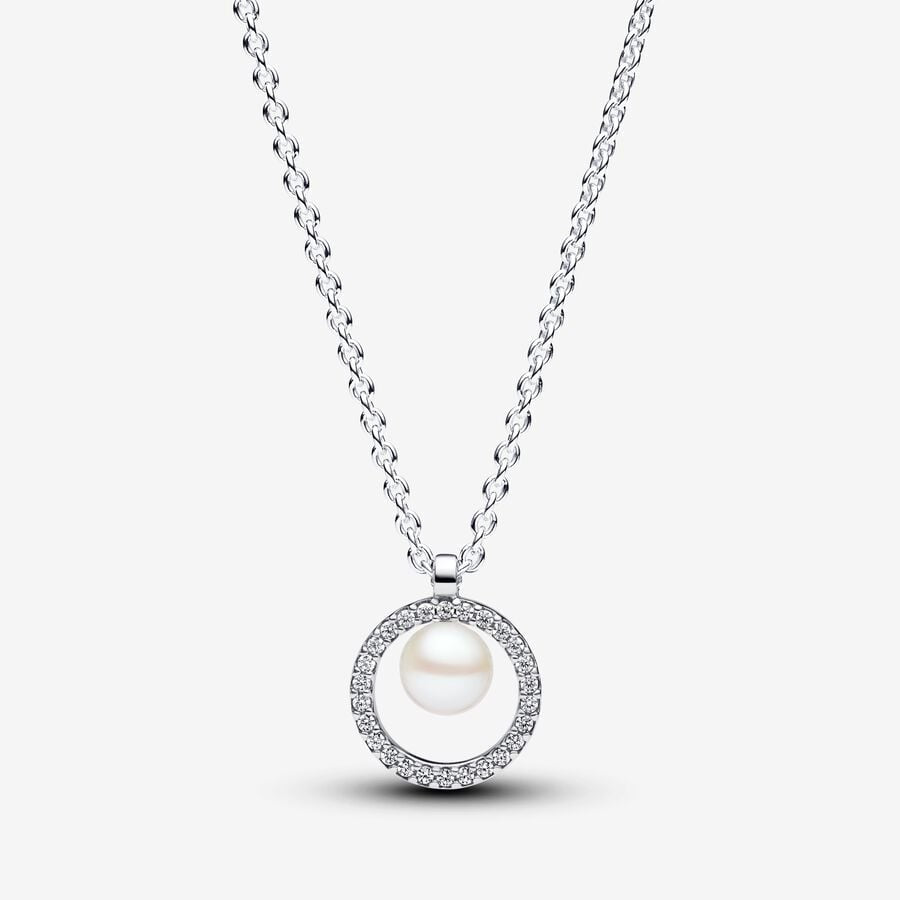 Pandora Treated Freshwater Cultured Pearl & Pavé Collier Necklace 393165C01-45