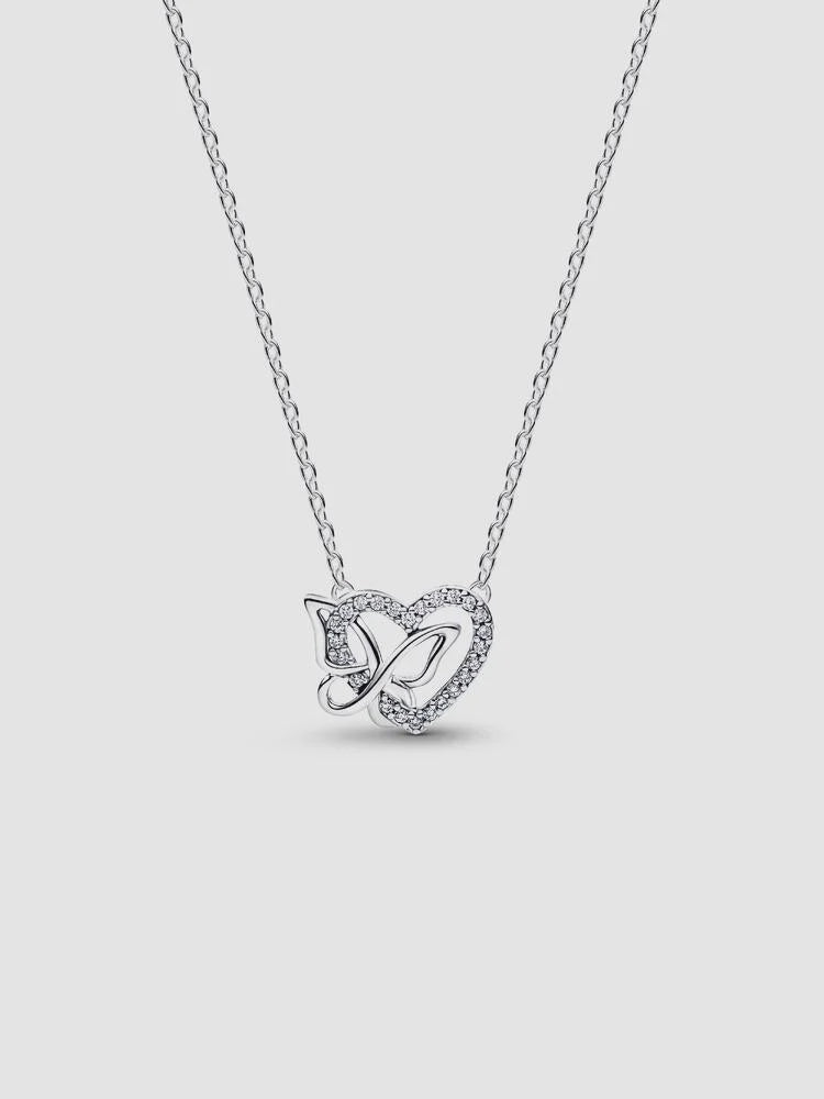 PANDORA Entwined Heart & Butterfly Pendant Necklace 394477C01-45