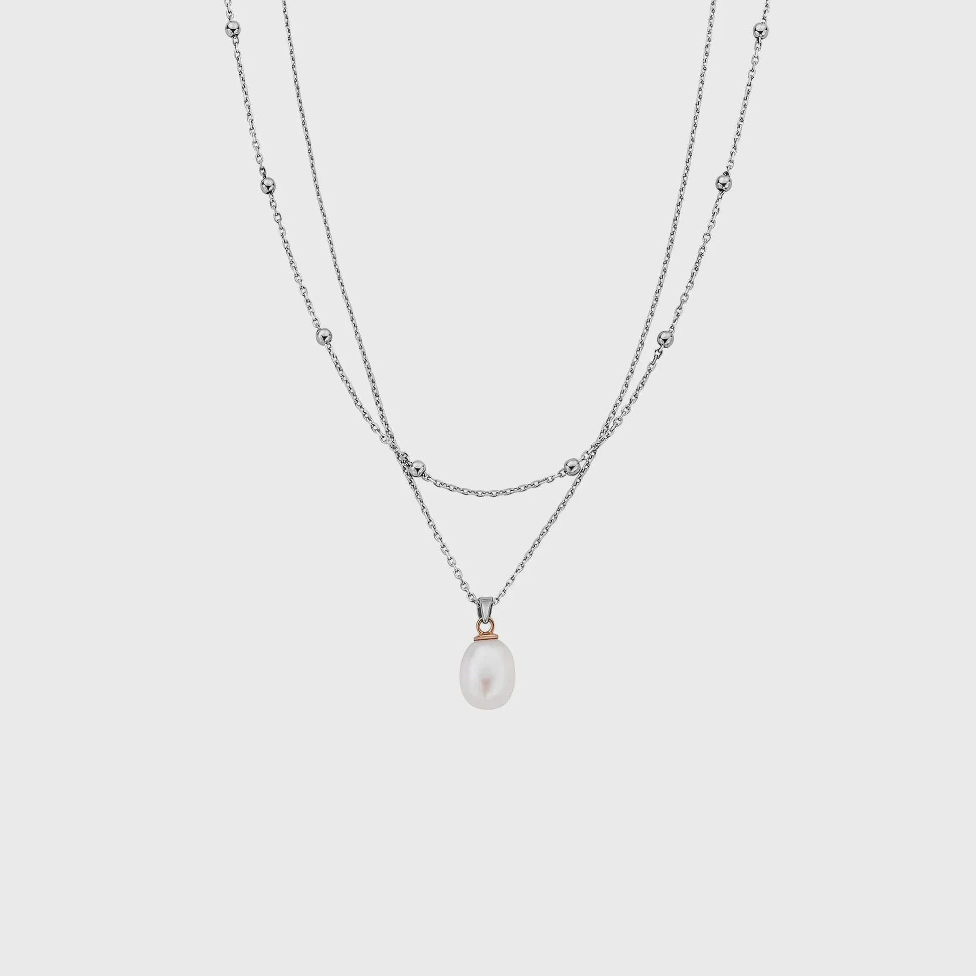 Clogau Nature's Wonder Sterling Silver Beachcomber Layered Necklace with Pearl 3SBCH829