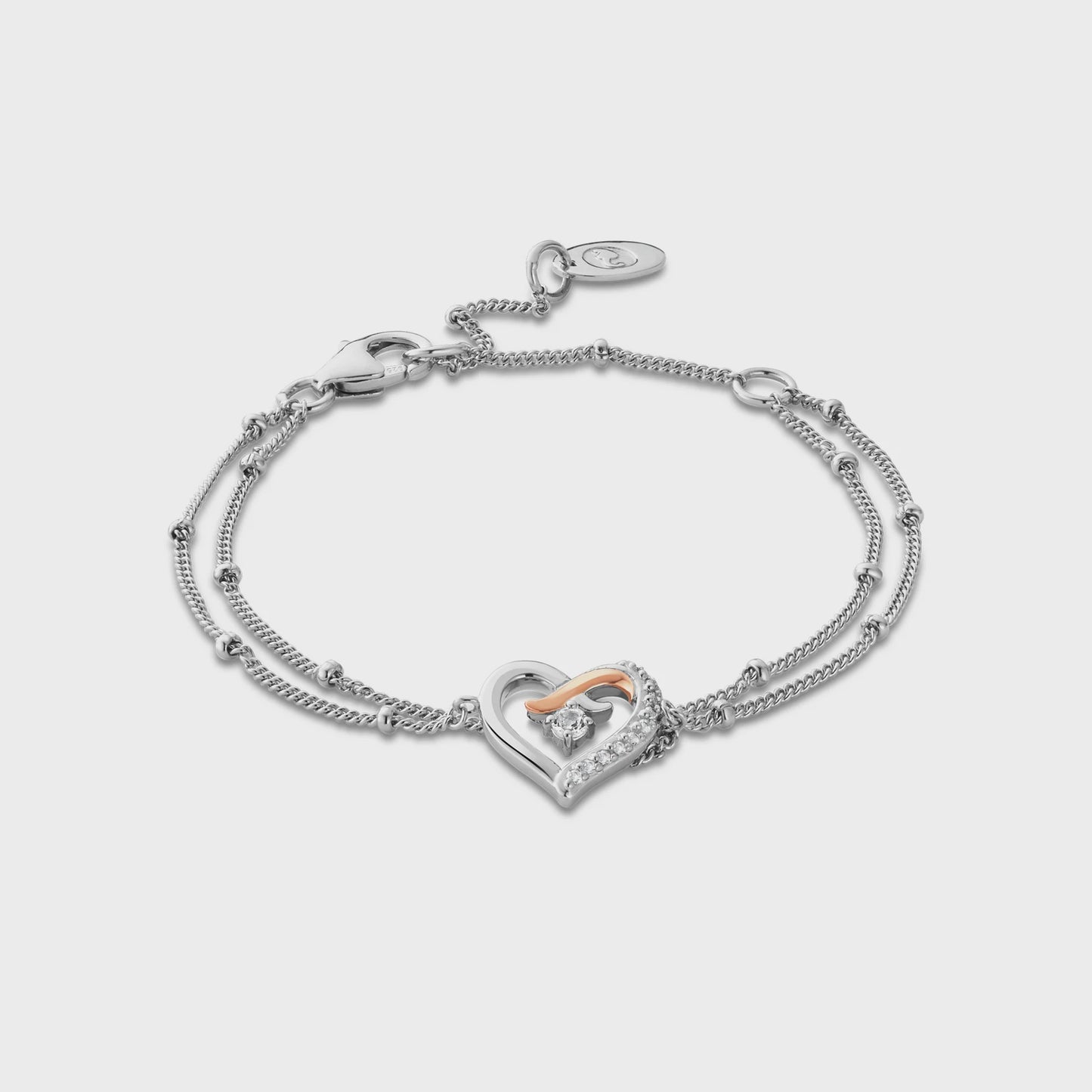 CLOGAU Forever Yours Sterling Silver Kiss Double-Chain Bracelet with Topaz 3SCGK0065