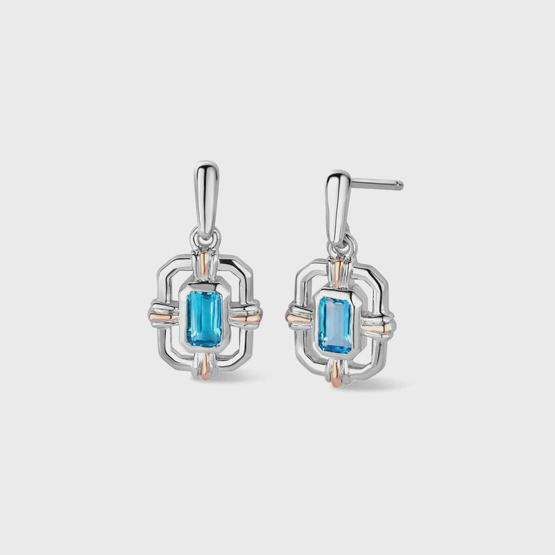 Clogau Enchanted Gateways Silver and Swiss Blue Topaz Stud Earrings 3SEGW0731