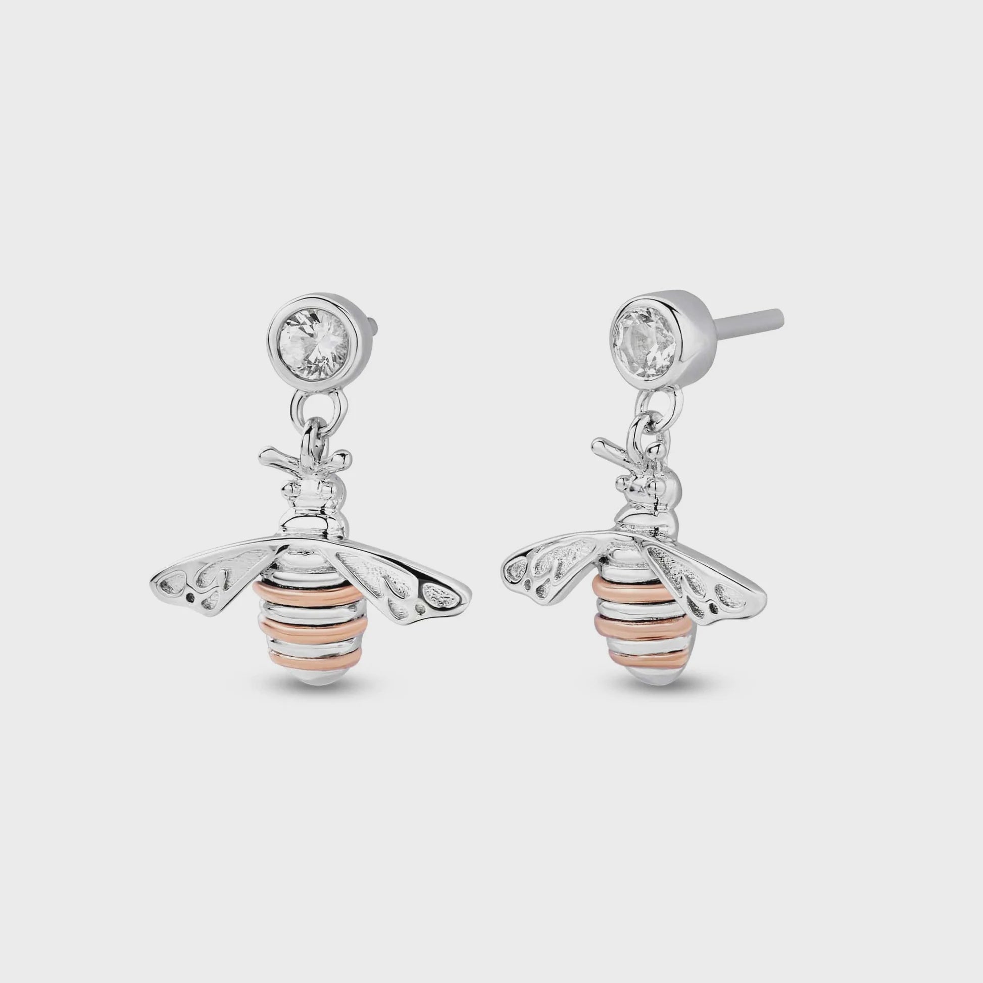 Clogau Nature's Wonder Sterling Silver Honey Bee Drop Earrings with Topaz 3SHBE837
