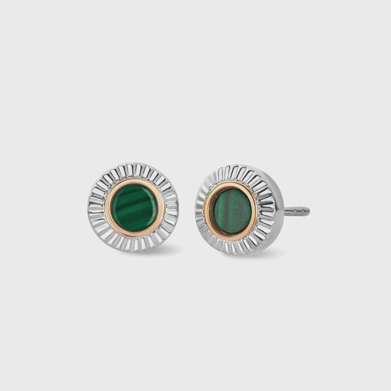 Clogau Reflections of Padarn Silver and Malachite Stud Earrings 3SMCH0754