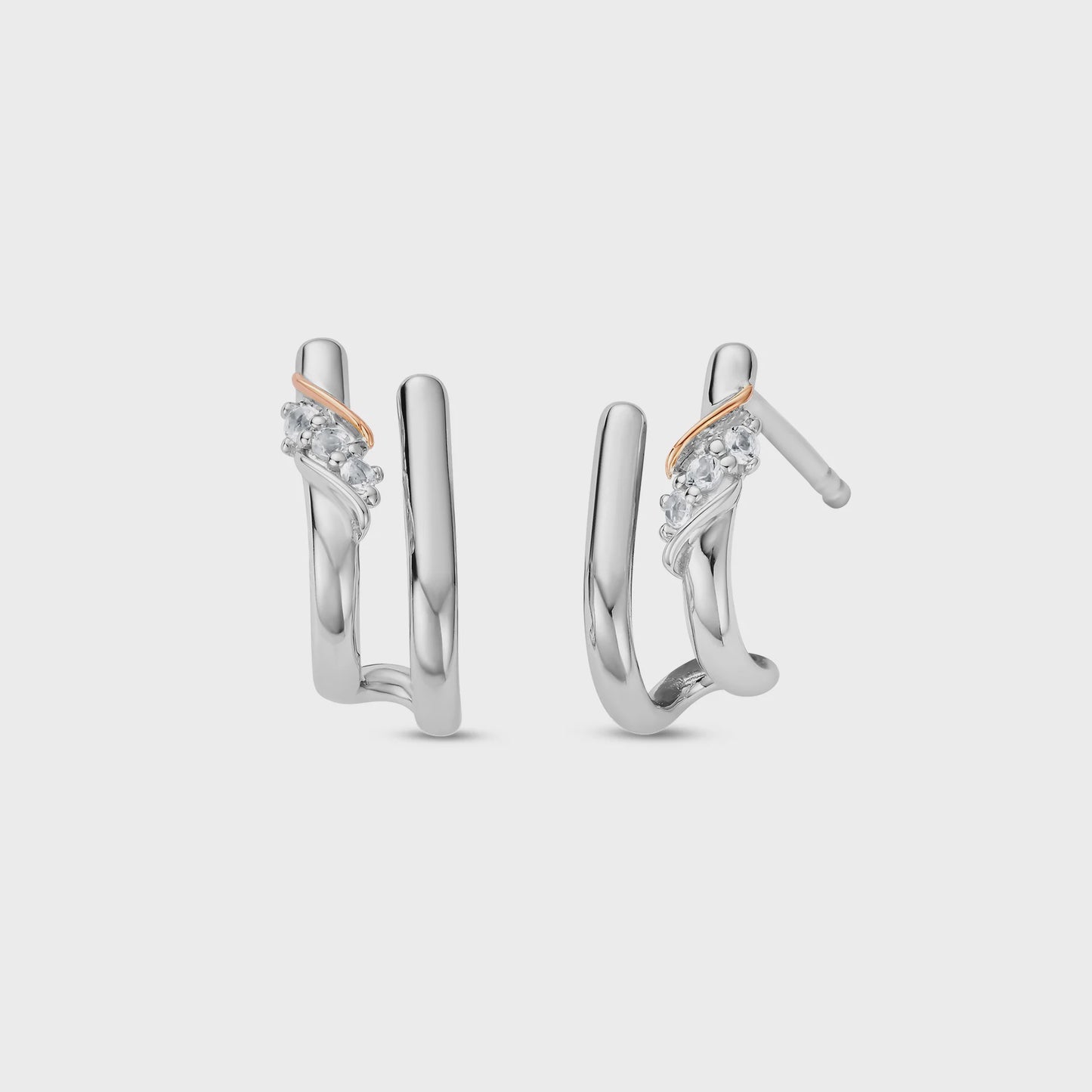 CLOGAU Past Present Future® Sterling Silver Curve Stud Earrings with Topaz 3SPPF964