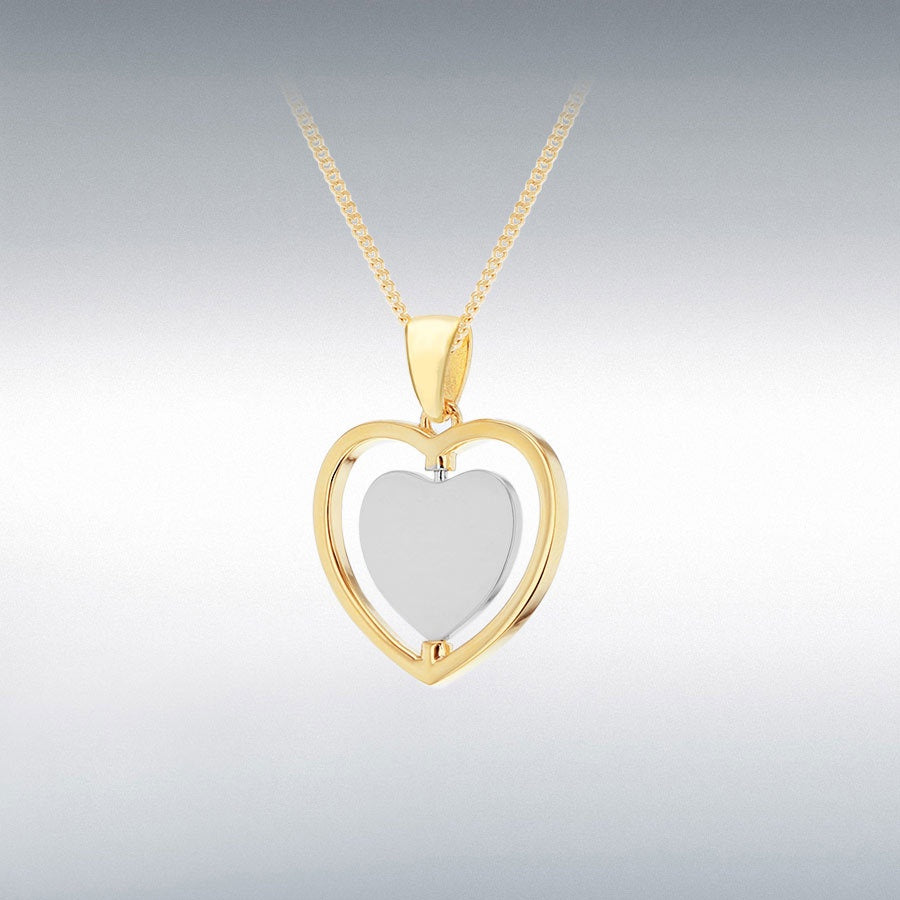 Silver & Gold Plated Two Tone Heart Spinner pendant