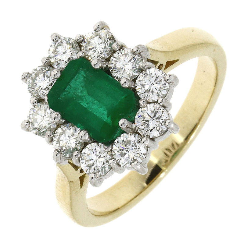 18ct Gold 1.01ct Octagonal Emerald & Diamond Ring