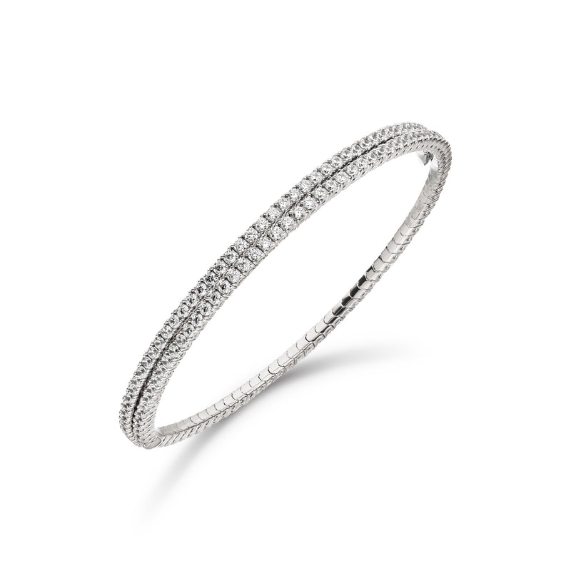 Two Row Sterling Silver Cubic Zirconia Wrap Bracelet