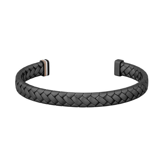 Boss mens Black Herringbone Bangle 1580673