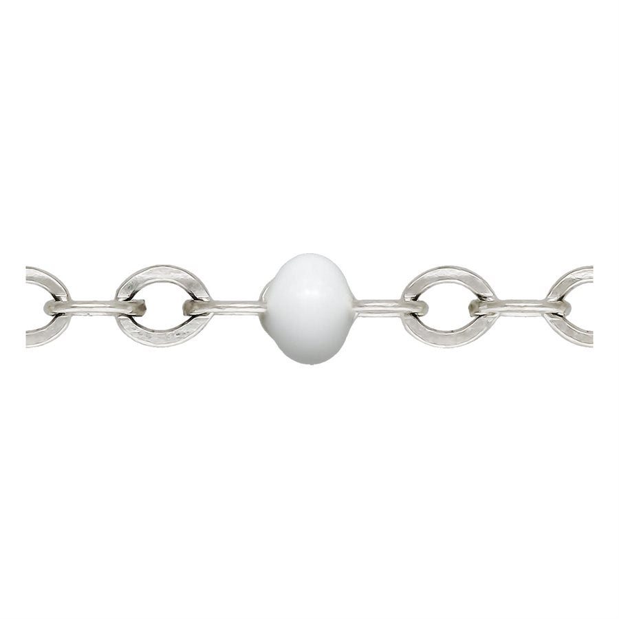 Perma Jewel Silver Cable Chain with White Pearls 9251037-21cm