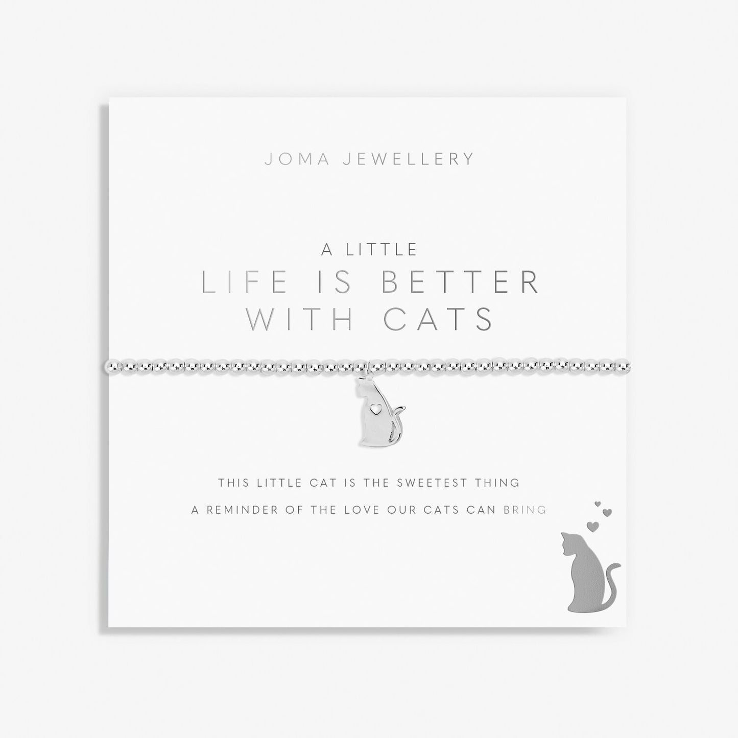 Joma A Little 'Life Is Better With Cats' Bracelet in Silver Plating 5218