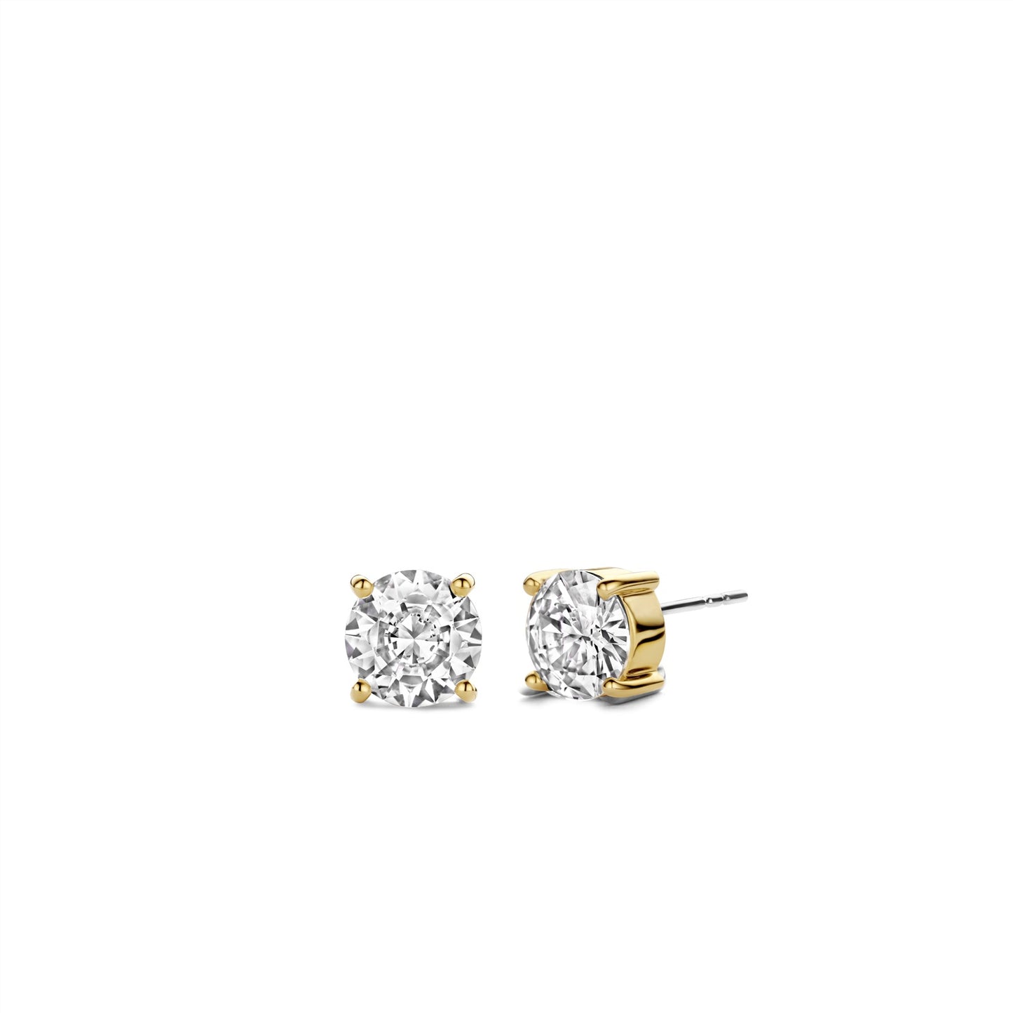 Ti Sento Gold Tone CZ Solitaire Stud Earrings 7319ZY