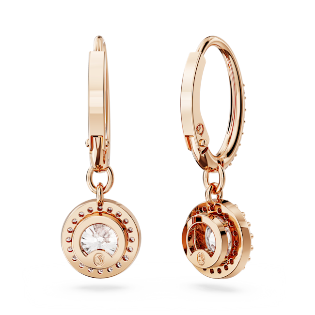 Swarovski Una Angelic drop earrings Round cut, Pavé, White, 18k rose gold plated 5638769