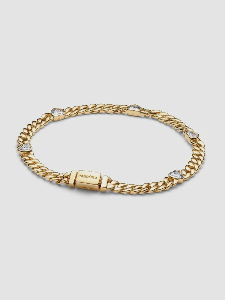 PANDORA Heart Cuban Chain Bracelet 14k gold plating 564226C01